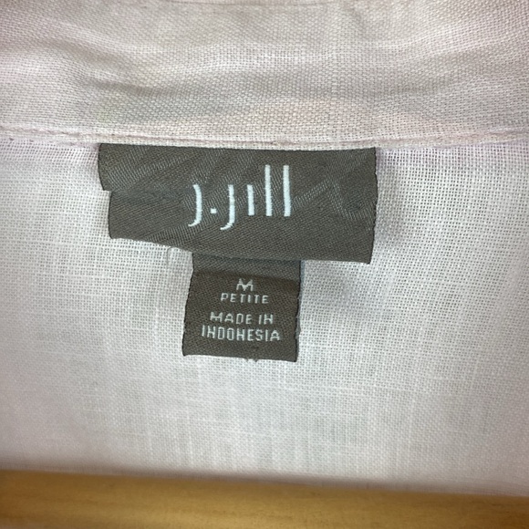 J Jill 100% Linen Pale Baby Pink Long Sleeve Button Down Blouse Top M - Picture 3 of 3